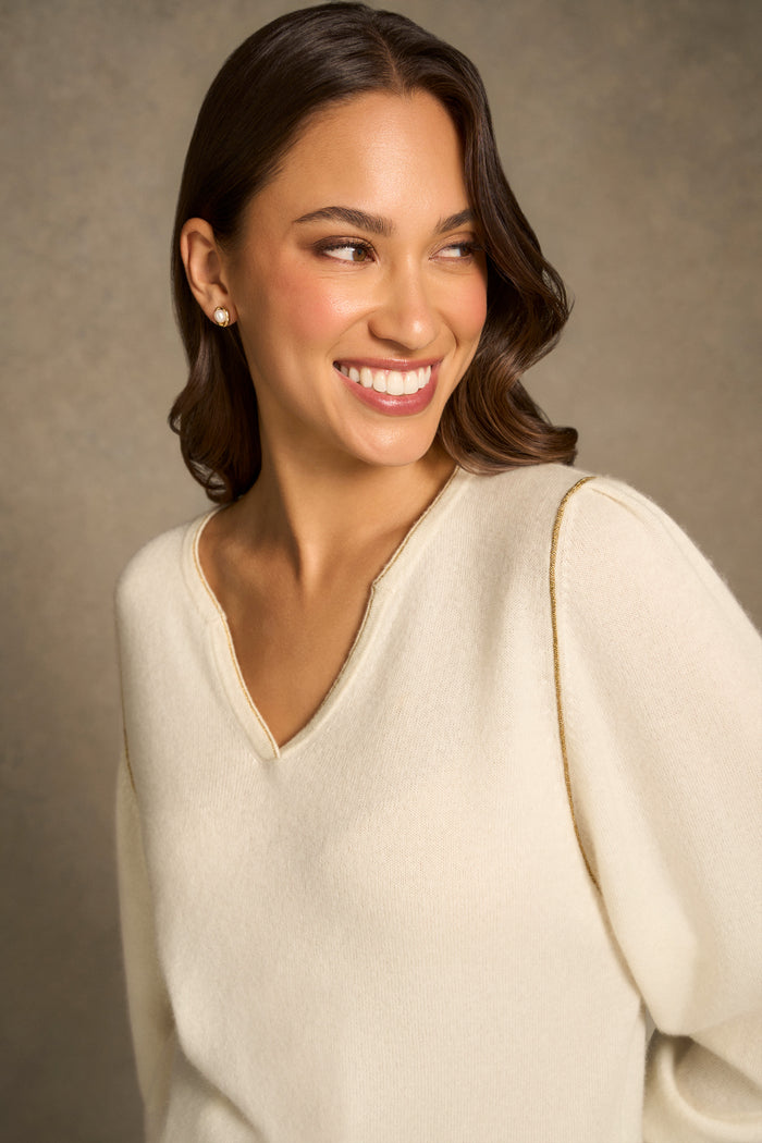 Cashmere Gold Detail Knit - Cream