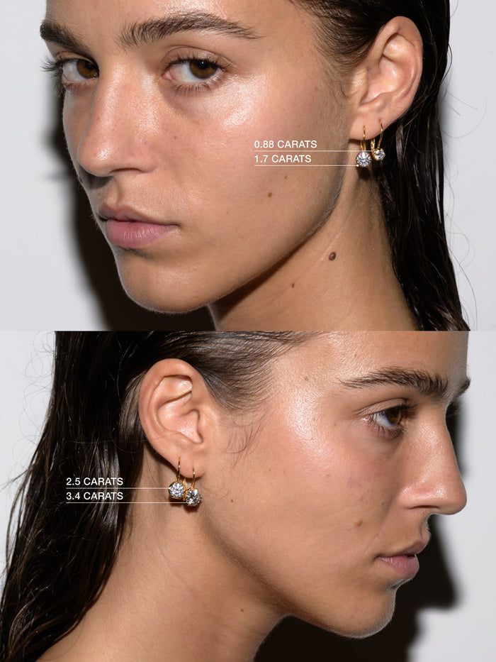 CECILIA EARRINGS IN MOISSANITE, 18K GOLD VERMEIL