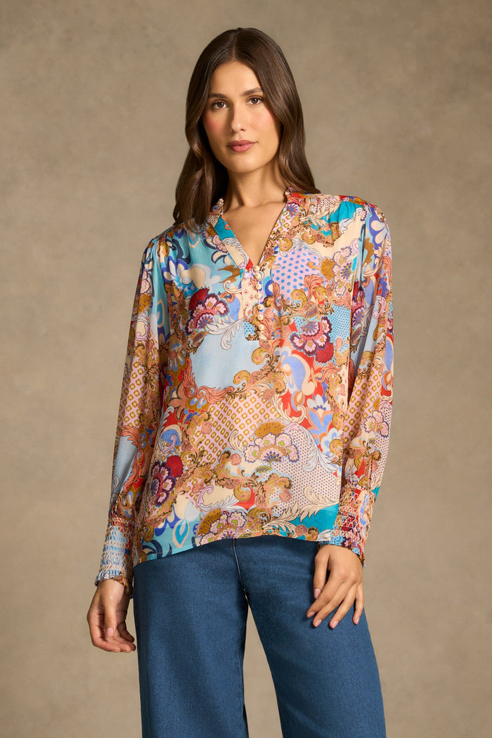 Celeste Georgette Blouse - Rococo Reverie Print