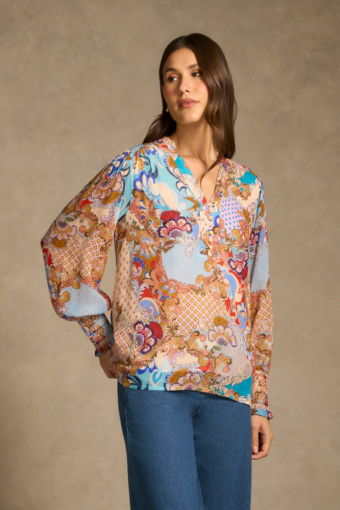 Celeste Georgette Blouse - Rococo Reverie Print