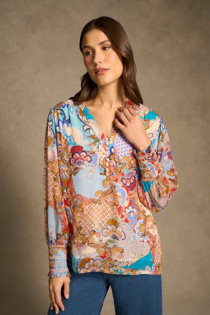 Celeste Georgette Blouse - Rococo Reverie Print