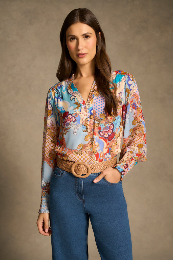 Celeste Georgette Blouse - Rococo Reverie Print