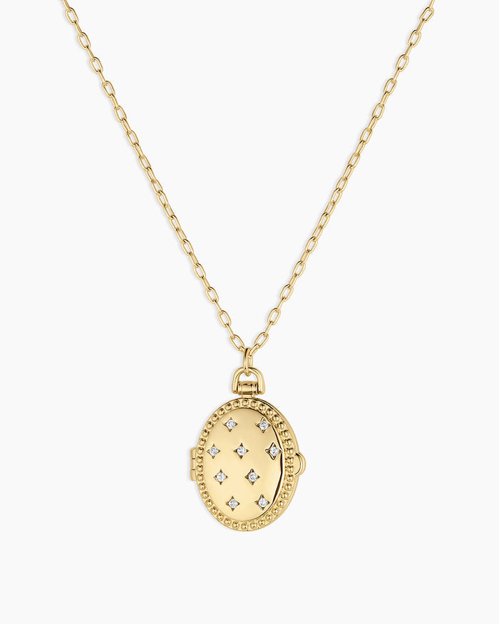 Celeste Locket Necklace || option::18K Gold Plated