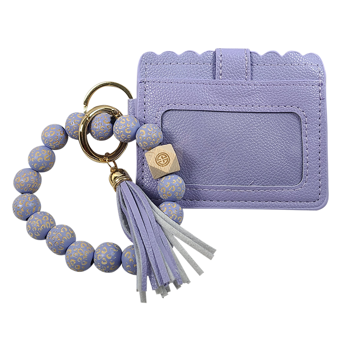 CL-7311 Beaded Leopard Wristlet ID Wallet Light Purple