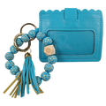 CL-7311 Beaded Leopard Wristlet ID Wallet Light Turquoise