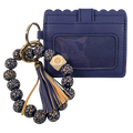 CL-7311 Beaded Leopard Wristlet ID Wallet Navy