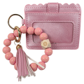 CL-7311 Beaded Leopard Wristlet ID Wallet Pink