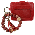 CL-7311 Beaded Leopard Wristlet ID Wallet Red