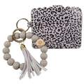 CL-7311 Beaded Wristlet ID Wallet Leopard Grey