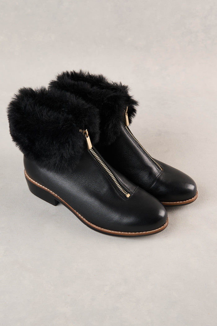 Claire Zip Front Boot - Black