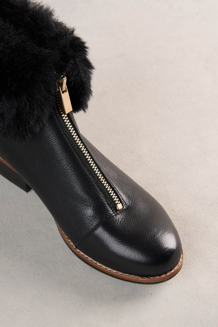 Claire Zip Front Boot - Black