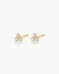 Classic Diamond Trio Stud || option::14K Solid Gold, Pair