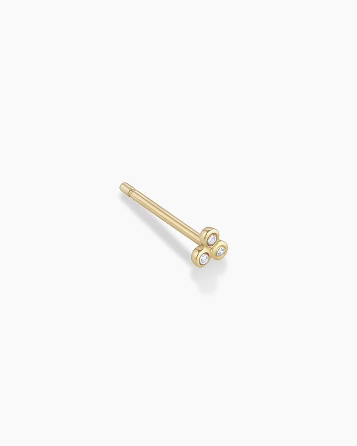 Classic Diamond Trio Stud || option::14K Solid Gold, Single