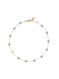 CLEMENCE ANKLET IN NANO TURQUOISE WITH MOISSANITE, 18K GOLD VERMEIL