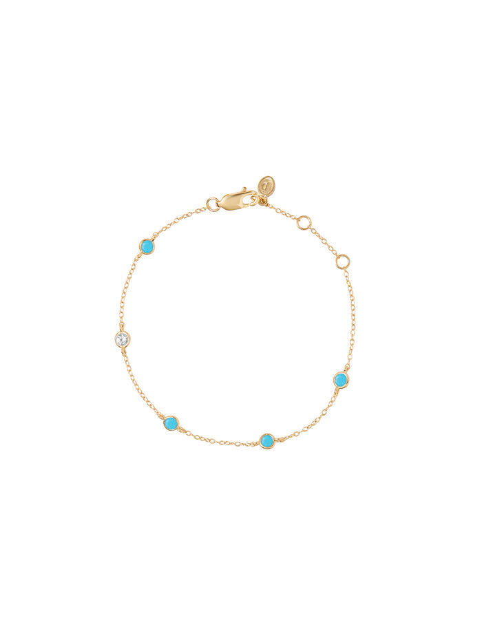 CLEMENCE BRACELET IN NANO TURQUOISE WITH LAB DIAMOND, 18K GOLD VERMEIL