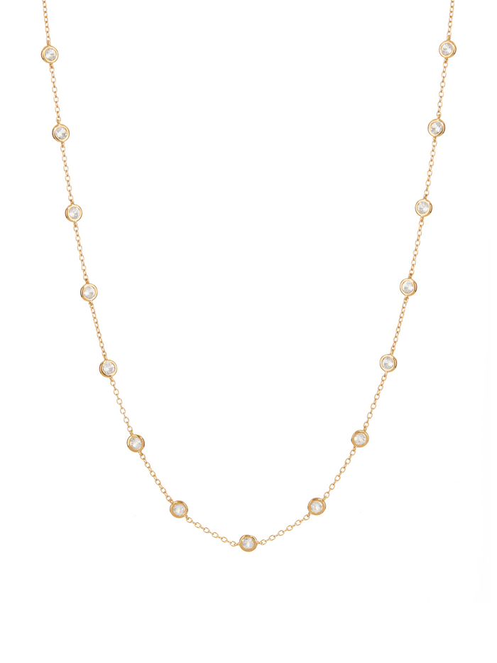 CLEMENCE NECKLACE IN 1.50 CTS LAB WHITE SAPPHIRE, 18K GOLD VERMEIL