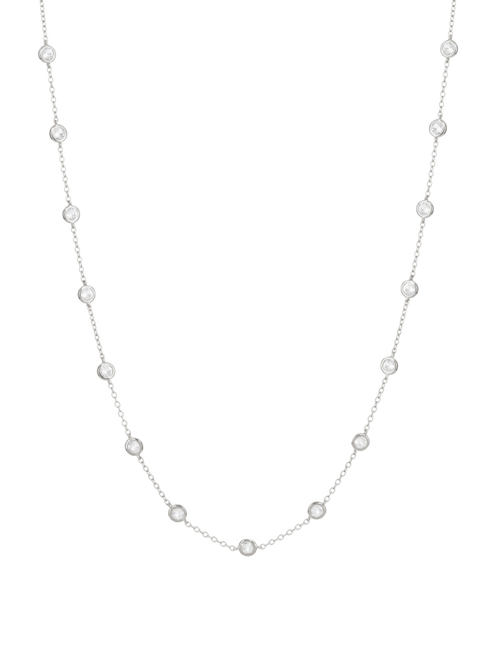 CLEMENCE NECKLACE IN 1.50 CTS LAB WHITE SAPPHIRE, STERLING SILVER