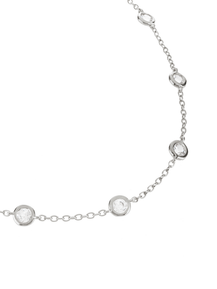 CLEMENCE NECKLACE IN 1.50 CTS LAB WHITE SAPPHIRE, STERLING SILVER
