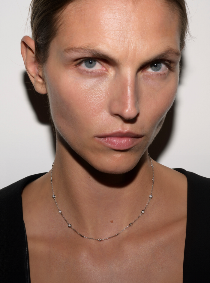 CLEMENCE NECKLACE IN 1.50 CTS LAB WHITE SAPPHIRE, STERLING SILVER