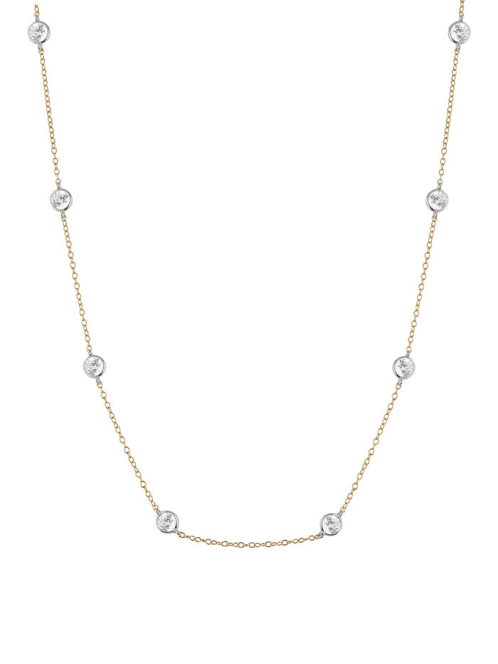 CLEMENCE TWO-TONE NECKLACE IN LAB WHITE SAPPHIRE