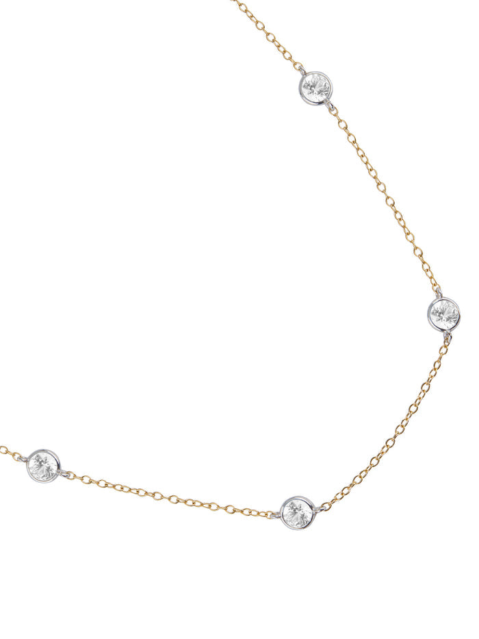 CLEMENCE TWO-TONE NECKLACE IN LAB WHITE SAPPHIRE