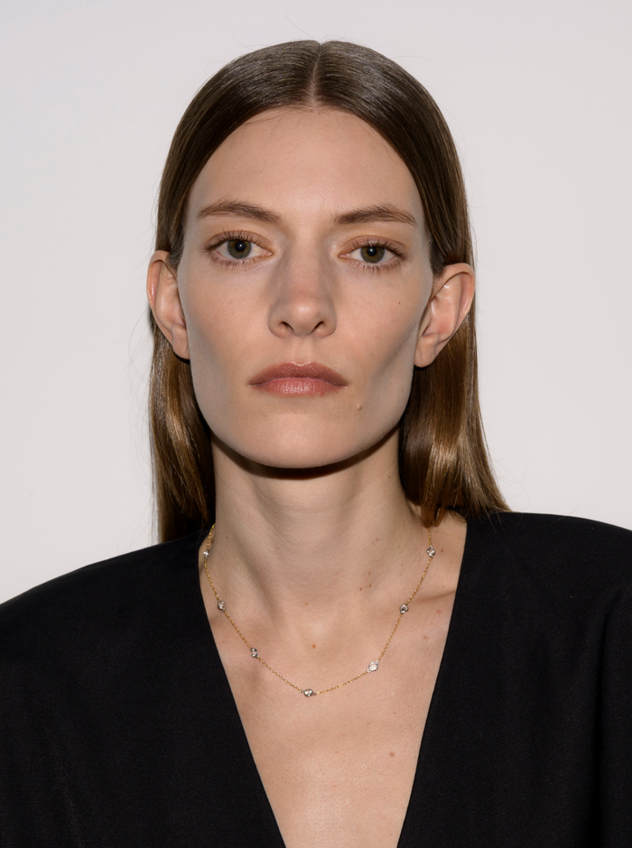 CLEMENCE TWO-TONE NECKLACE IN LAB WHITE SAPPHIRE