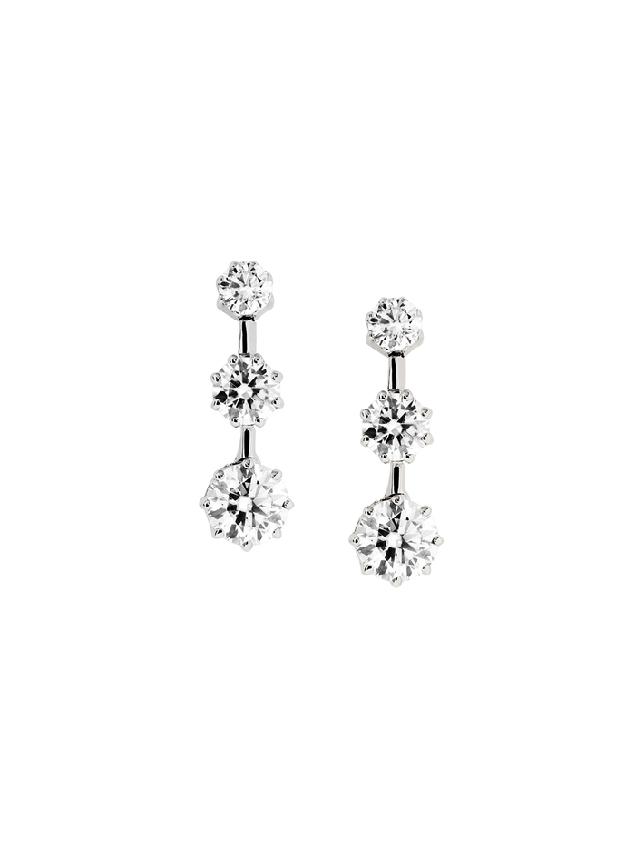 COLETTE 3-STONE DROP EARRINGS IN MOISSANITE, STERLING SILVER