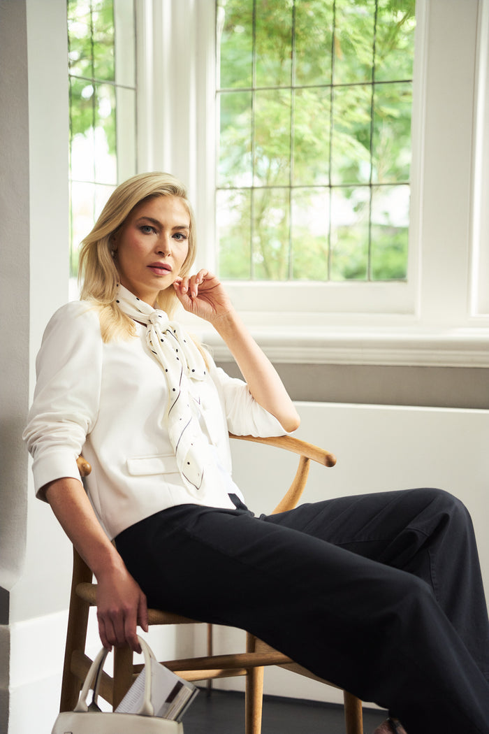 Collarless Ponte Jacket - Cream