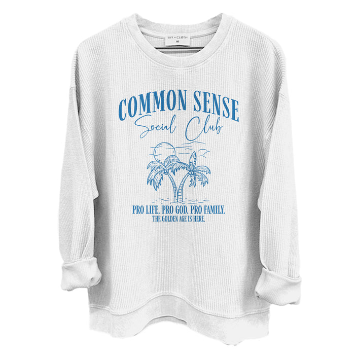 Oversized Corded Crew / White / S