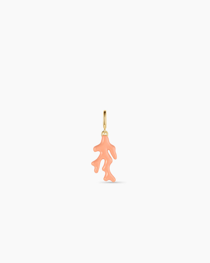 Coral Parker Charm || option::18K Gold Plated, Coral Enamel