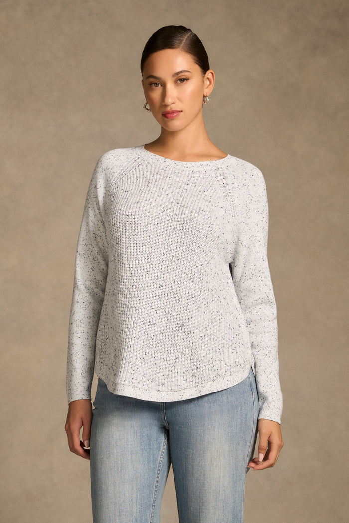 Cotton Blend Textured Jumper - Pearl Donegal