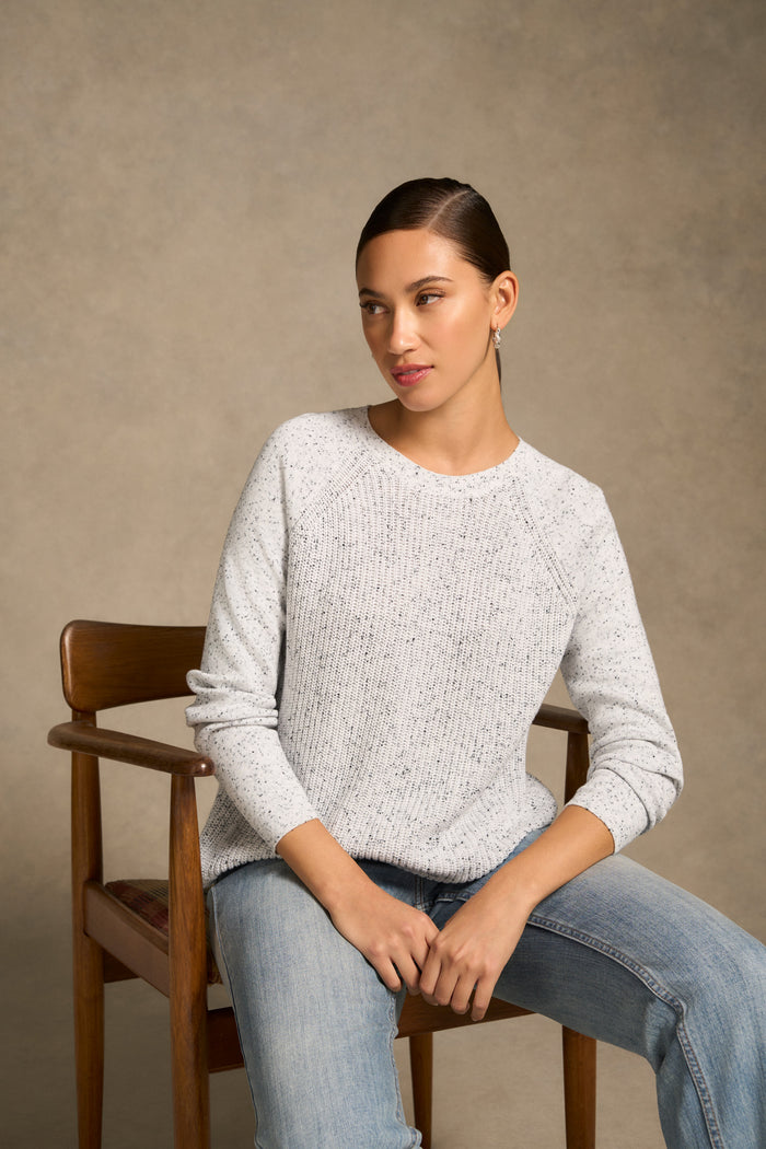 Cotton Blend Textured Jumper - Pearl Donegal