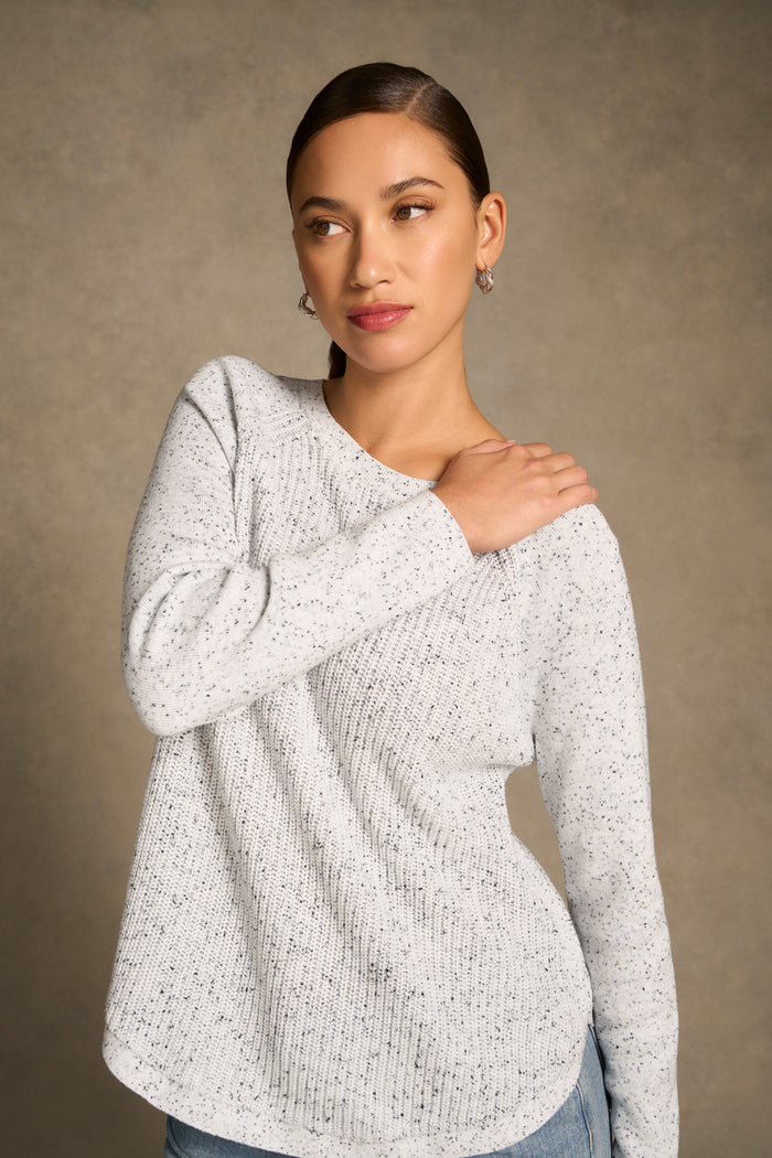 Cotton Blend Textured Jumper - Pearl Donegal
