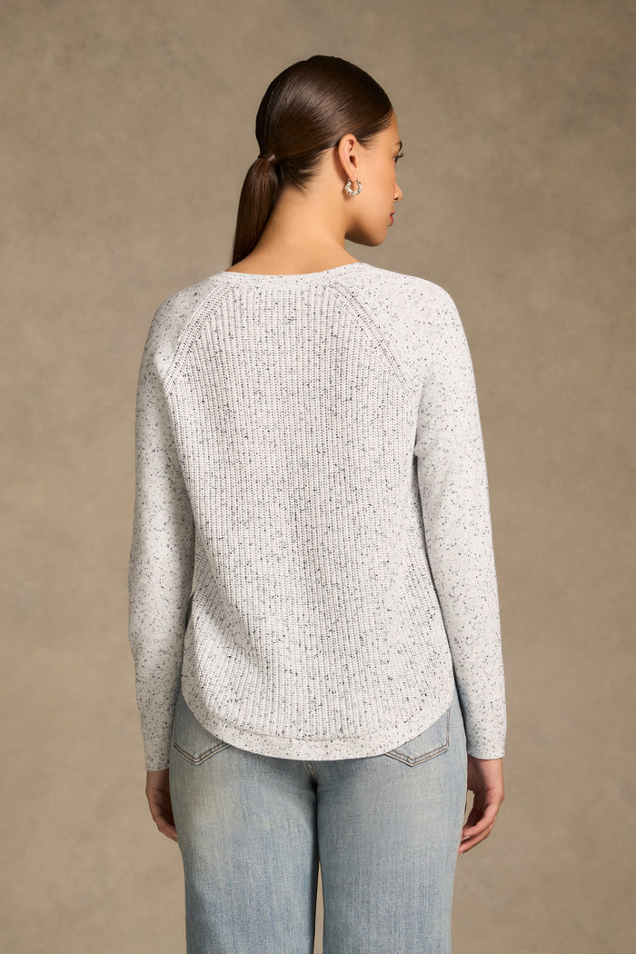Cotton Blend Textured Jumper - Pearl Donegal