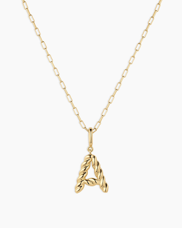 Crew Alphabet Statement Charm Necklace || option::18K Gold Plated, A