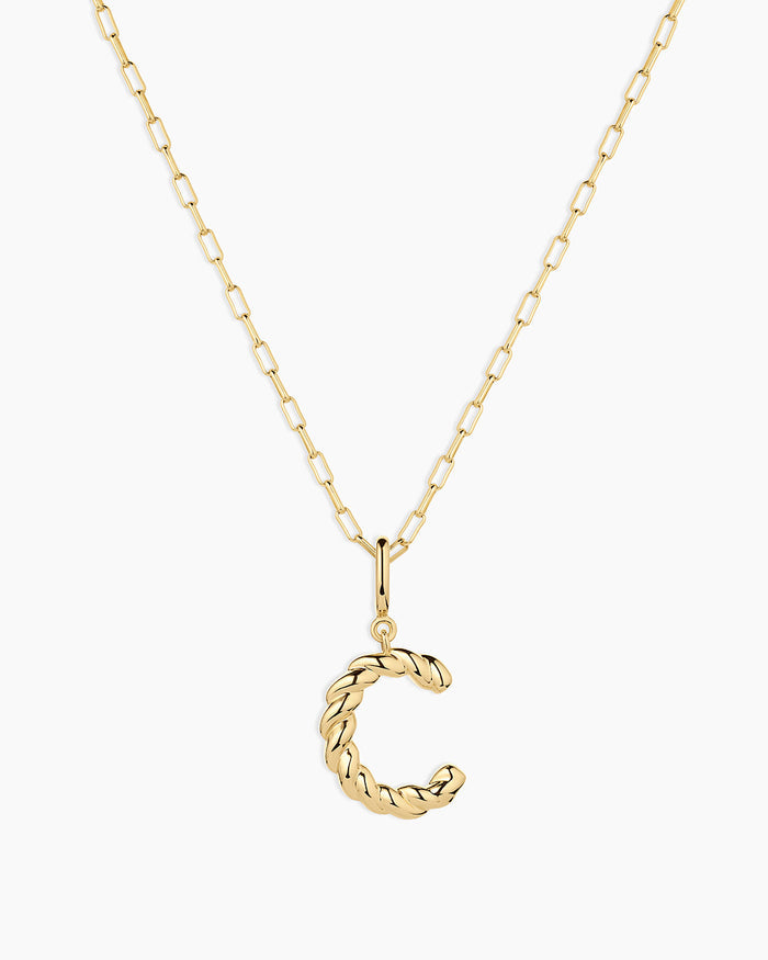 Crew Alphabet Statement Charm Necklace || option::18K Gold Plated, C