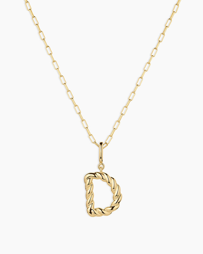 Crew Alphabet Statement Charm Necklace || option::18K Gold Plated, D