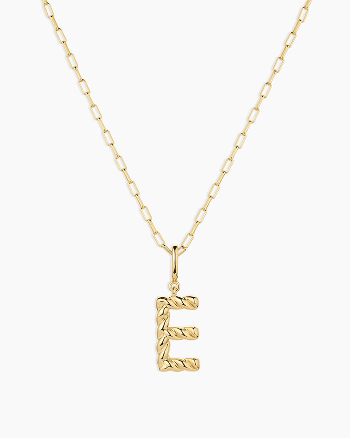 Crew Alphabet Statement Charm Necklace || option::18K Gold Plated, E