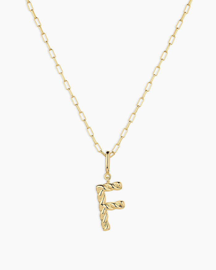 Crew Alphabet Statement Charm Necklace || option::18K Gold Plated, F