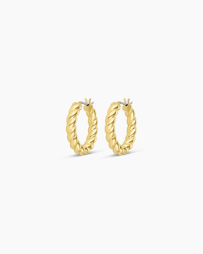 Crew Hoops Twisted 18K Gold Plated hoops || option::18K Gold Plated