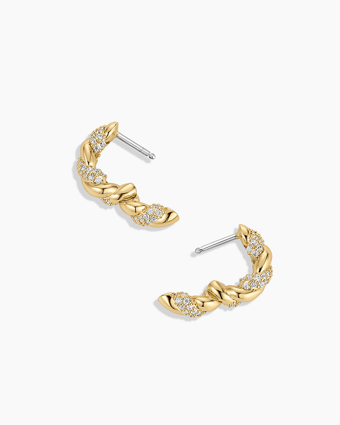 Crew Shimmer Huggies || option::18K Gold Plated
