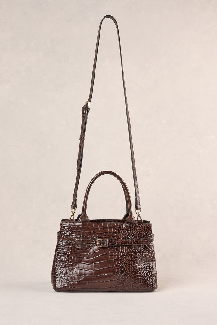 Croc Buckle Detail Bag - Chocolate