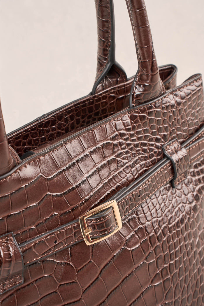 Croc Buckle Detail Bag - Chocolate
