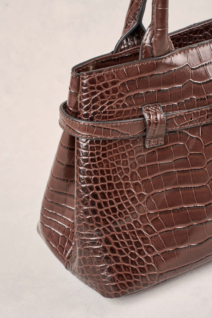 Croc Buckle Detail Bag - Chocolate