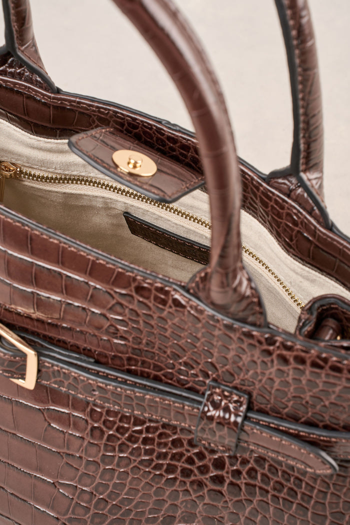 Croc Buckle Detail Bag - Chocolate