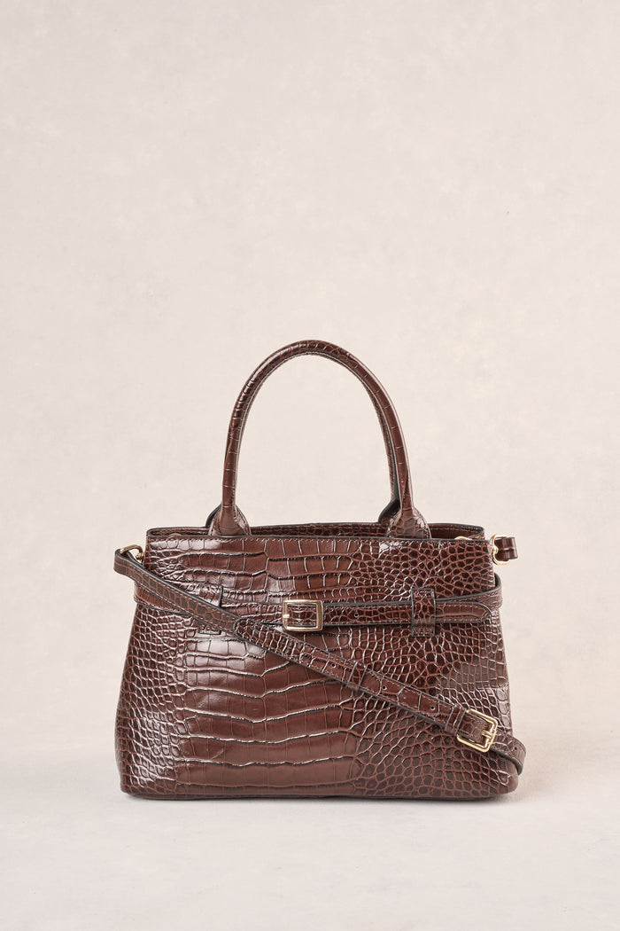 Croc Buckle Detail Bag - Chocolate