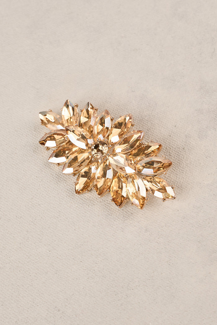 Crystal Brooch - Champagne