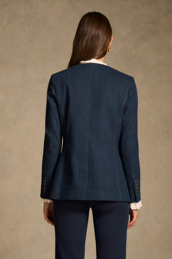 Cutaway Denim Jacket - Denim Mid Wash