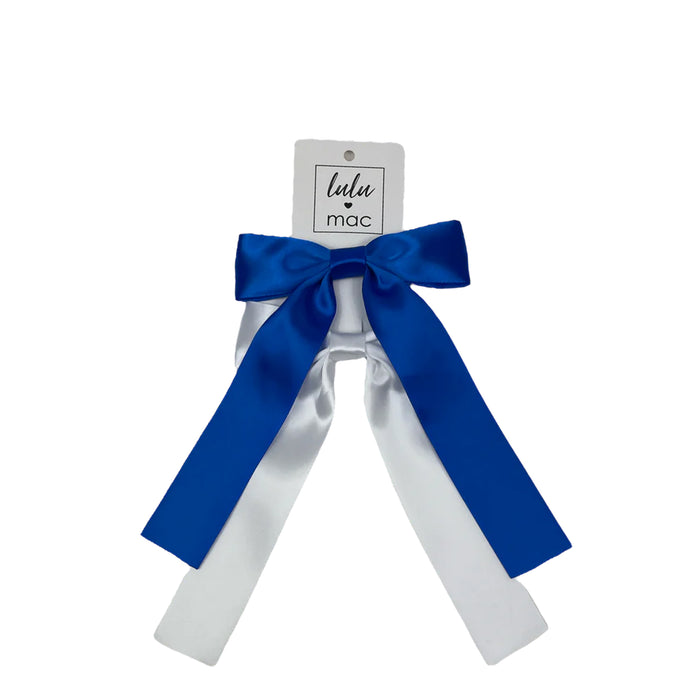 DDS-5195 Satin Double Bow Royal/White