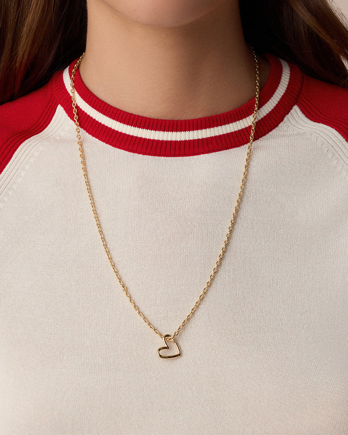 Delicate Heart Carabiner Charm || option::18K Gold Plated